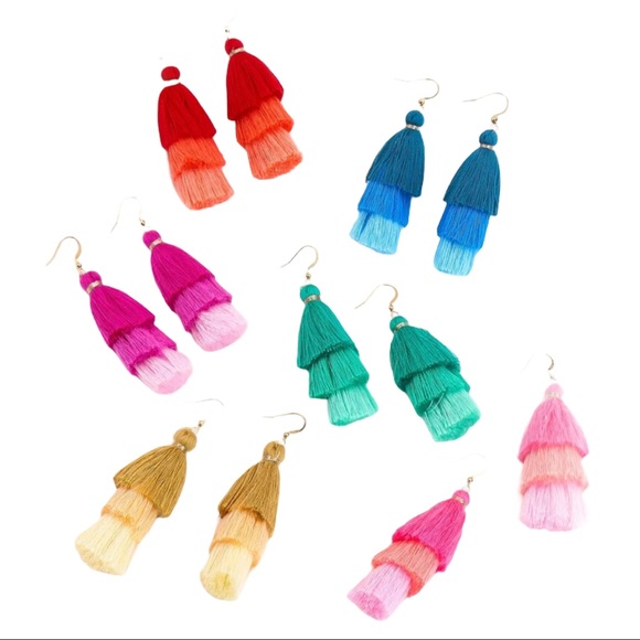 Jewelry - Set of 6 ✨ Statement earrings rainbow tassels